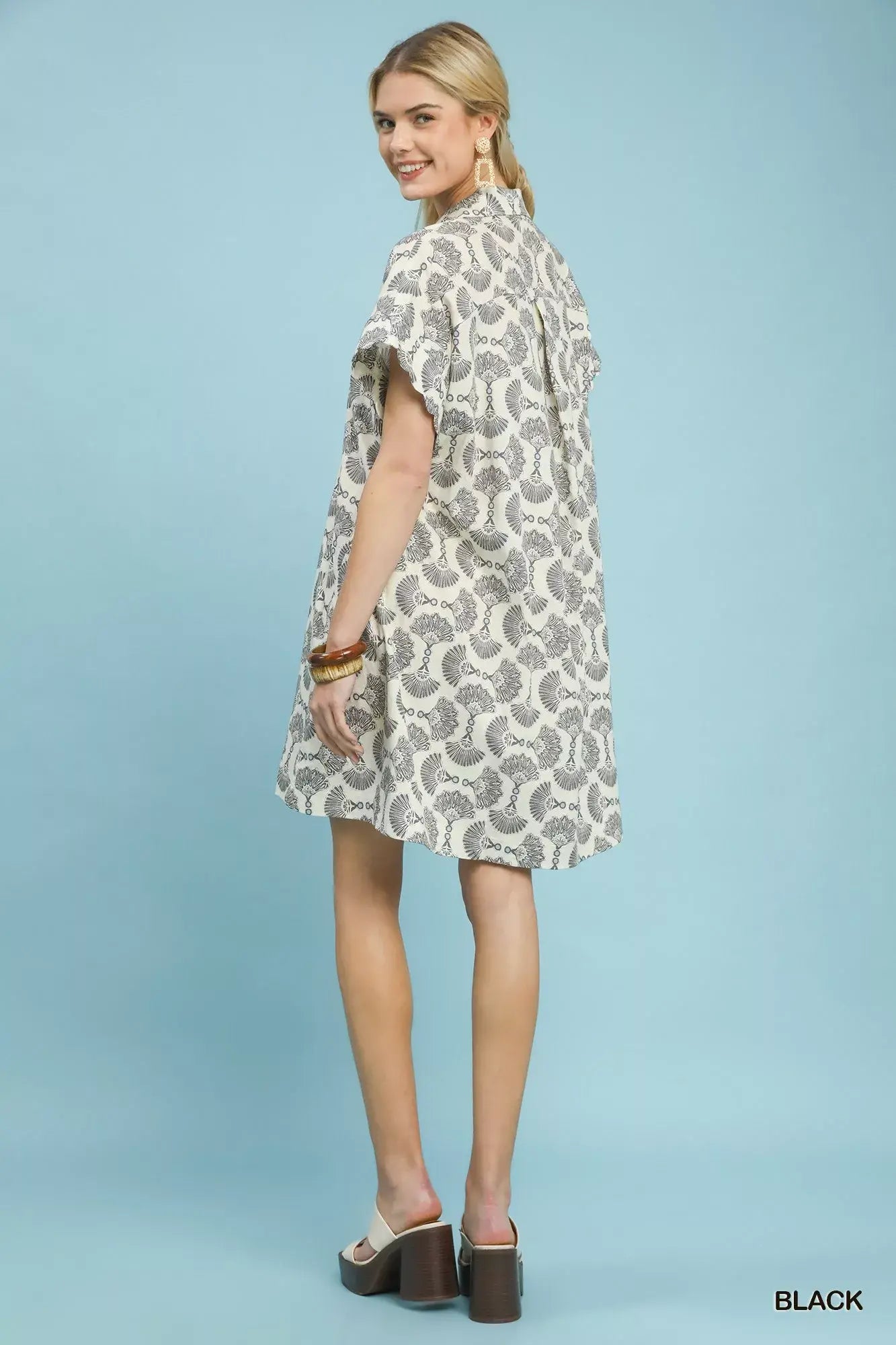 Umgee Printed Button Front Shirt Dress - Trendsi - Flyclothing LLC