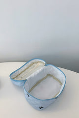 Bow Embroidered Quilted Storage Bag with Zip - Trendsi