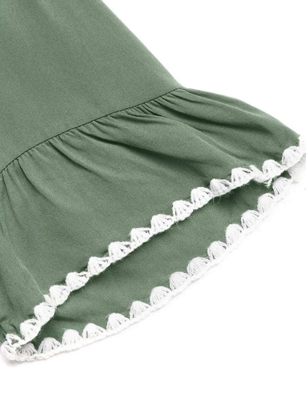 Lace Detail Notched Flounce Sleeve Mini Dress - Trendsi - Flyclothing LLC