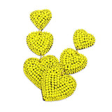 Felt Back Beaded Triple Heart Link Dangle Earrings - Madeline Love - Flyclothing LLC
