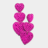 Felt Back Beaded Triple Heart Link Dangle Earrings - Madeline Love - Flyclothing LLC
