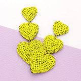 Felt Back Beaded Triple Heart Link Dangle Earrings - Madeline Love - Flyclothing LLC