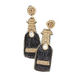 Felt Back Multi Bead Champagne Bottle Earrings - Madeline Love - Flyclothing LLC