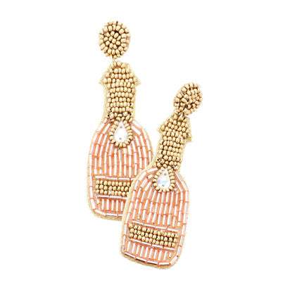 Felt Back Multi Bead Champagne Bottle Earrings - Madeline Love - Flyclothing LLC
