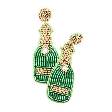 Felt Back Multi Bead Champagne Bottle Earrings - Madeline Love - Flyclothing LLC