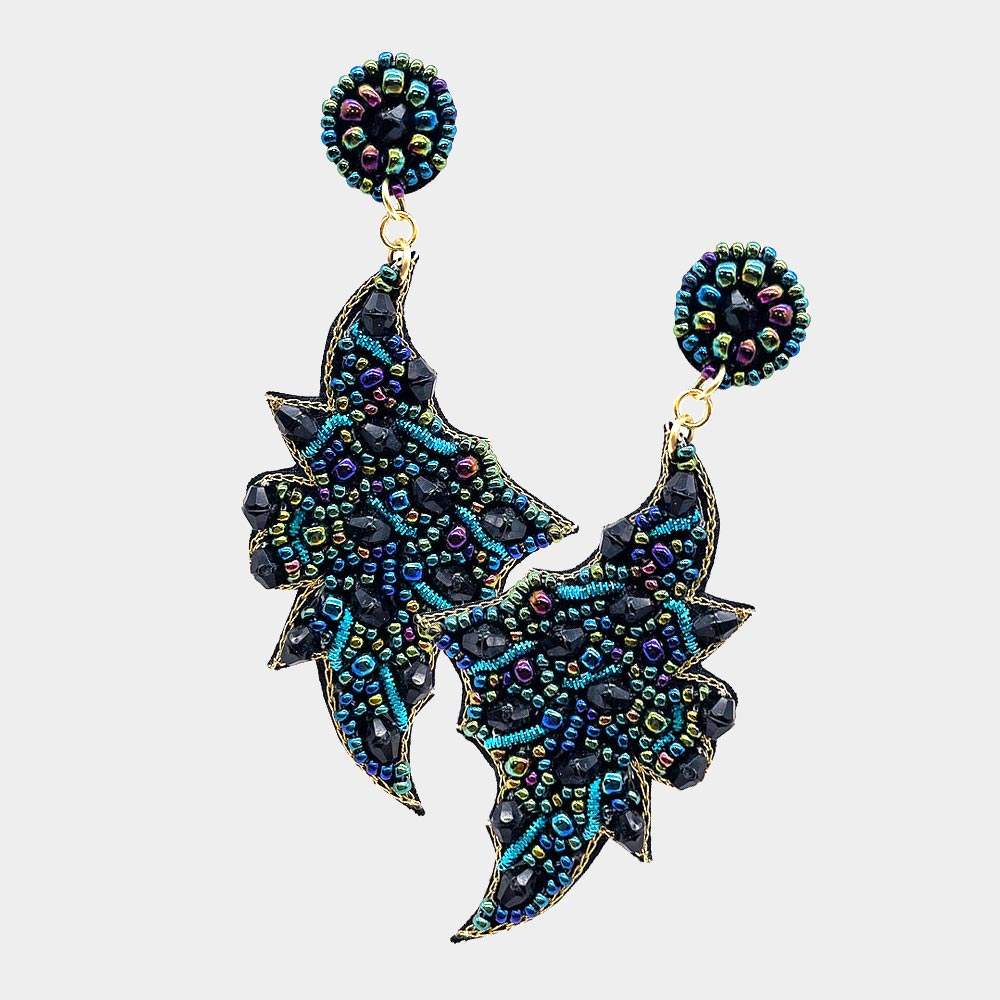 Felt Back Multi Beaded Bat Dangle Earrings - Madeline Love - Flyclothing LLC