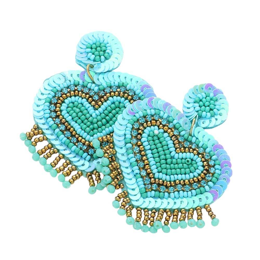 Felt Back Seed Bead Sequin Heart Earrings - Madeline Love - Flyclothing LLC