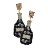 Felt Back Stone Embellished Champagne Dangle Earrings - Madeline Love - Flyclothing LLC