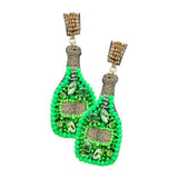 Felt Back Stone Embellished Champagne Dangle Earrings - Madeline Love - Flyclothing LLC