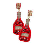 Felt Back Stone Embellished Champagne Dangle Earrings - Madeline Love - Flyclothing LLC