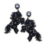 Felt Back Stone Seed Beaded Pony Dangle Earrings - Madeline Love - Flyclothing LLC