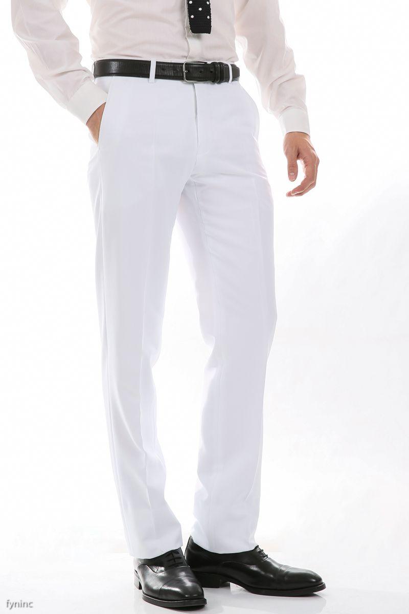 Ferrecci Men's Halo White Slim Fit Flat-Front Dress Pants - Ferrecci USA - Flyclothing LLC