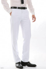 Ferrecci Men's Halo White Slim Fit Flat-Front Dress Pants - Ferrecci USA - Flyclothing LLC