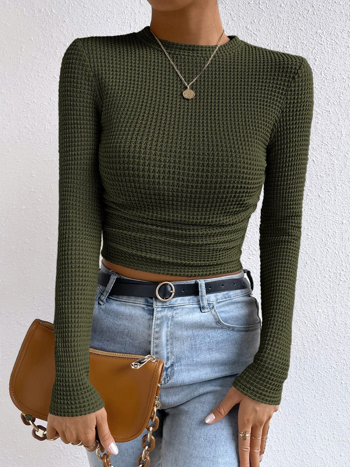 Round Neck Long Sleeve T-Shirt - Trendsi