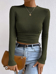 Round Neck Long Sleeve T-Shirt - Trendsi