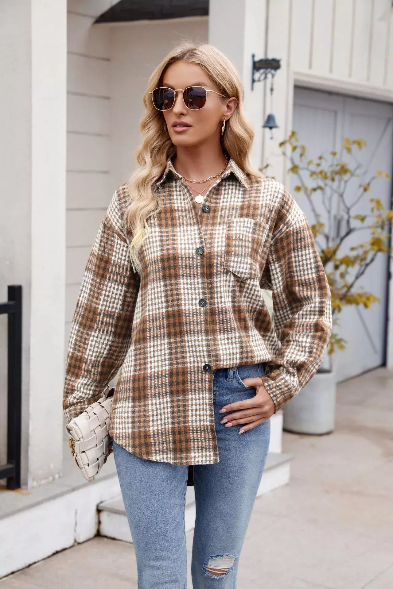 Casual Plaid Long Sleeve Shirt - Trendsi - Flyclothing LLC