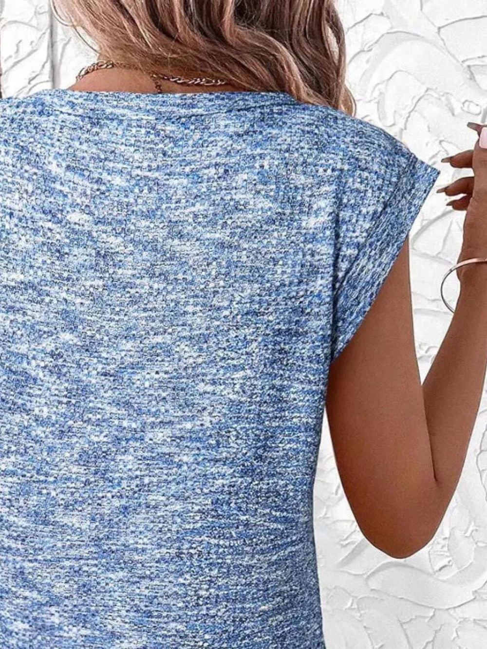 Round Neck Knit Cap Sleeve Top - Trendsi - Flyclothing LLC