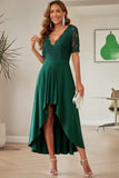 Lace Cutout V-Neck Short Sleeve Dress - Trendsi - Flyclothing LLC