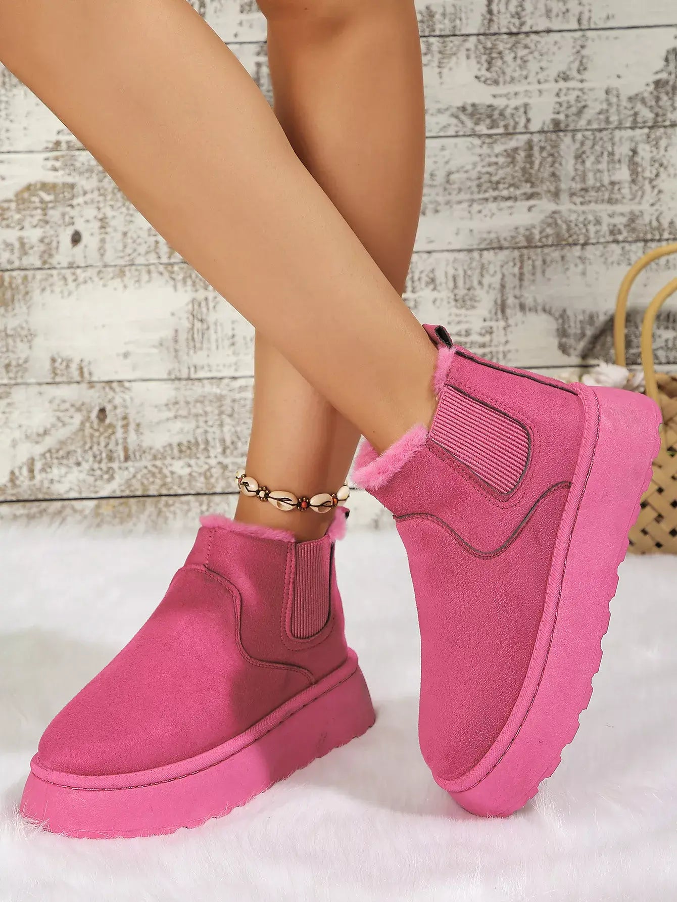 Round Toe Platform Ankle Boots - Trendsi - Flyclothing LLC