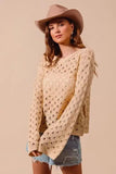 SO ME Geometric Pattern Open Knit Lightweight Sweater - Trendsi