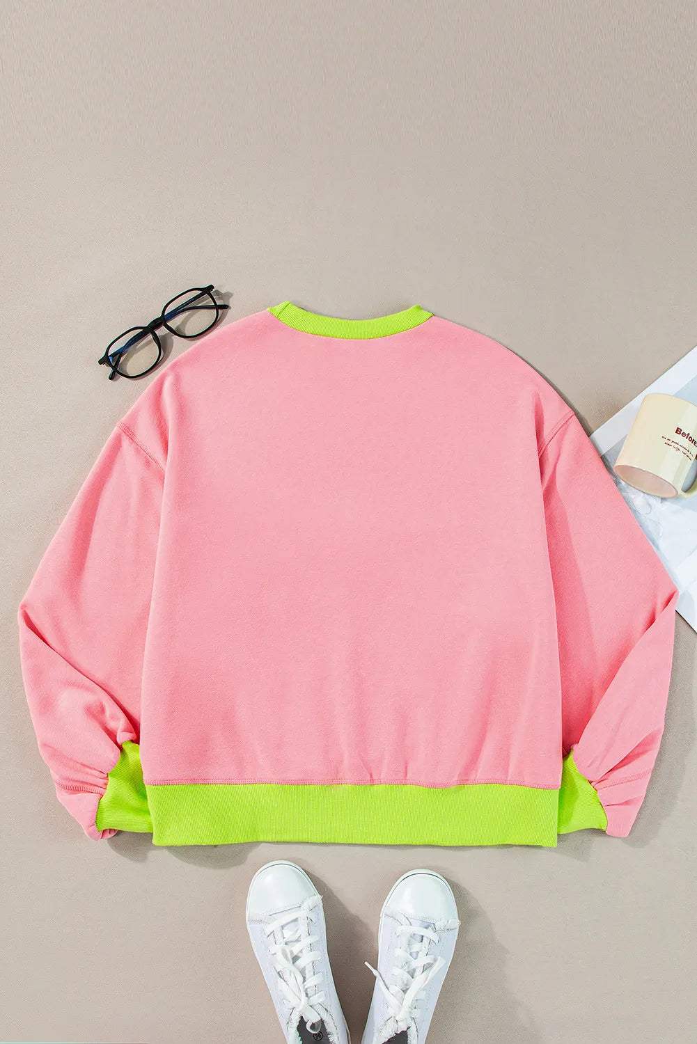 Letter Graphic Round Neck Long Sleeve Sweatshirt - Trendsi - Flyclothing LLC