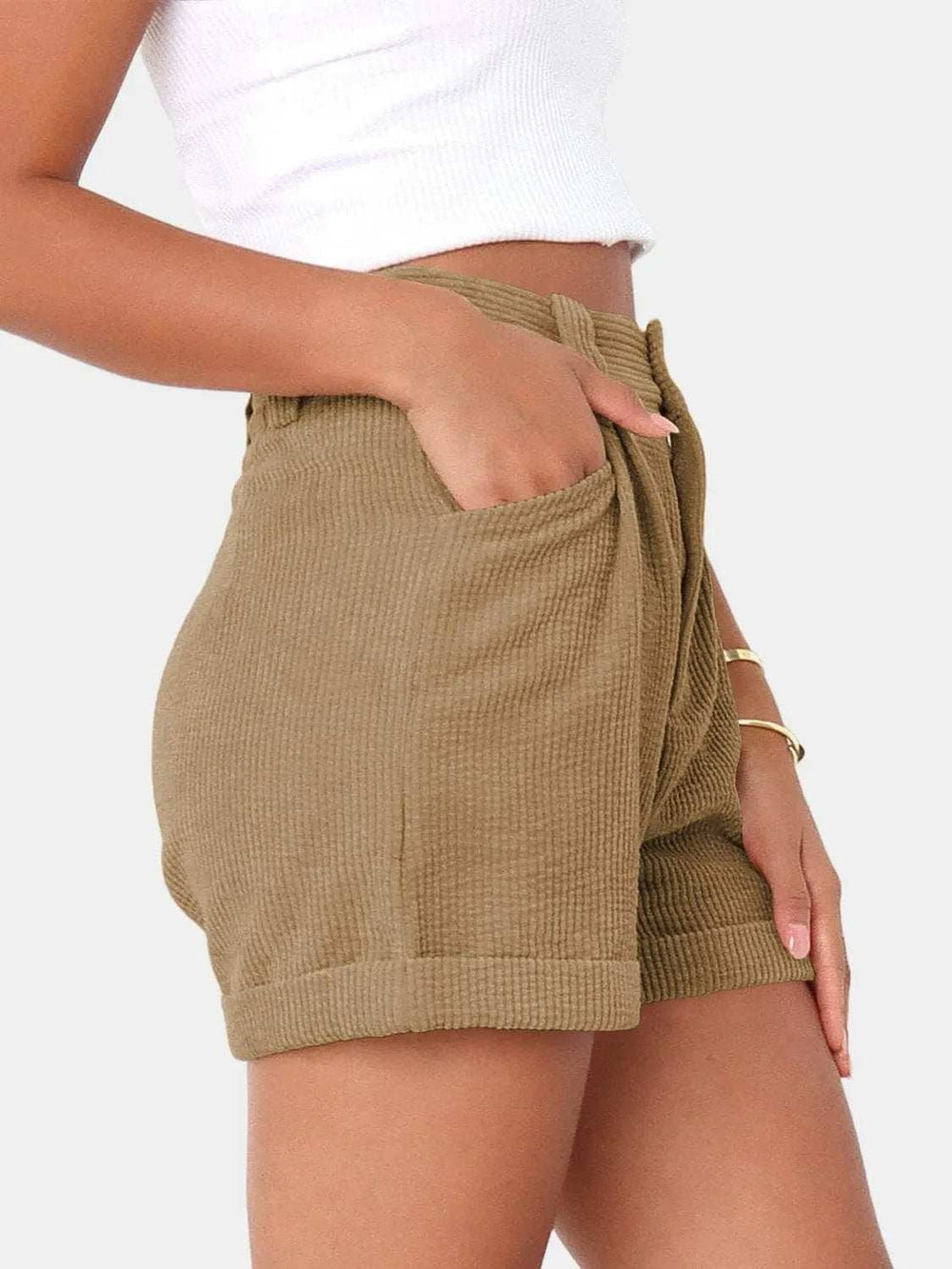 Full Size High Waist Shorts with Pockets - Trendsi - Flyclothing LLC