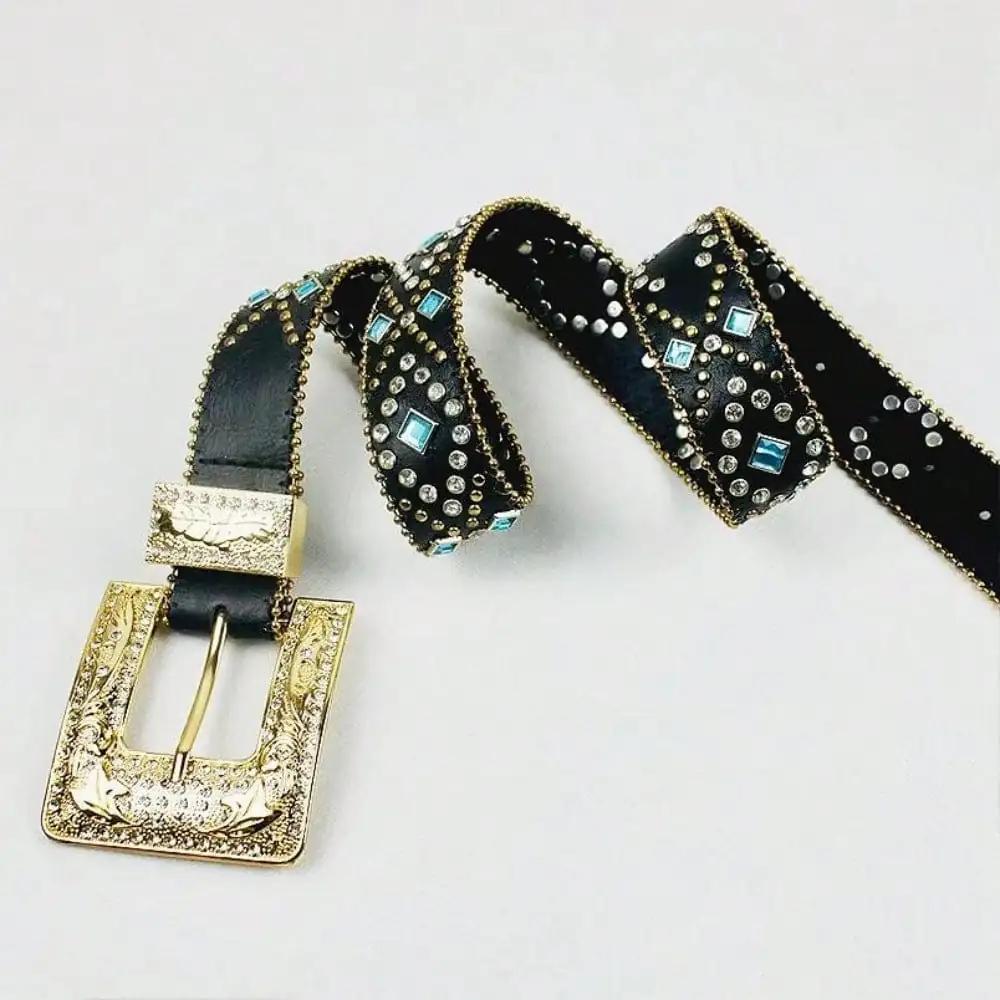 Rhinestone PU Leather Belt - Trendsi