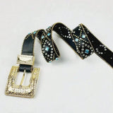 Rhinestone PU Leather Belt - Trendsi