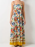 Printed Square Neck Maxi Dress - Trendsi