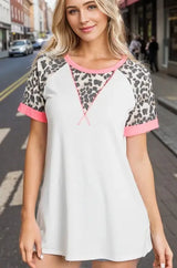 HeimishFull Size Leopard Round Neck Short Sleeve T-Shirt with Stitch Plus Size - Trendsi - Flyclothing LLC