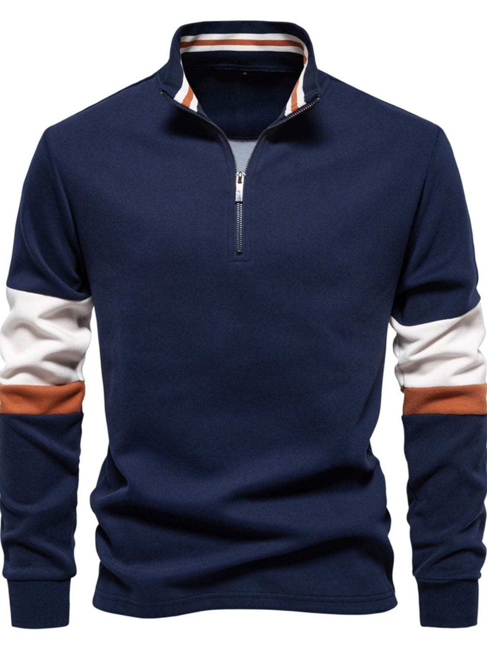 Men's Color Block Long Sleeve Polo - Trendsi - Flyclothing LLC