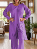 Full Size Slit Round Neck Long Sleeve Top and Pants Set - Trendsi - Flyclothing LLC