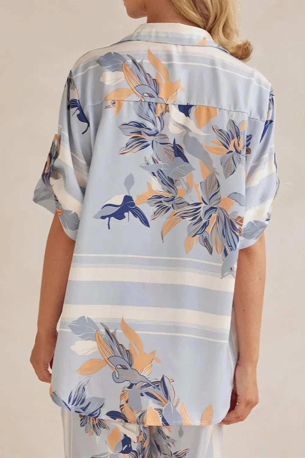 Printed Button Up Shirt and Pants Set - Trendsi - Flyclothing LLC