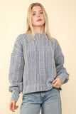 VERY J Two Tone Long Sleeve Sweater - Trendsi