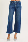 RISEN Tummy Control 4 Way Stretch High Rise Crop Wide Leg Jeans - Trendsi - Flyclothing LLC