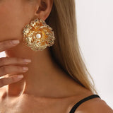 18K Gold-Plated Flower Earrings - Trendsi - Flyclothing LLC