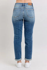 Judy Blue Full Size Mid Rise Skinny Cuff Jeans with Pockets Plus Size - Trendsi - Flyclothing LLC