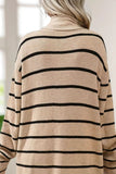 Striped Open Front Long Sleeve Cardigan - Trendsi