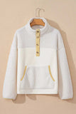Mock Neck Long Sleeve Sherpa Sweatshirt - Trendsi - Flyclothing LLC