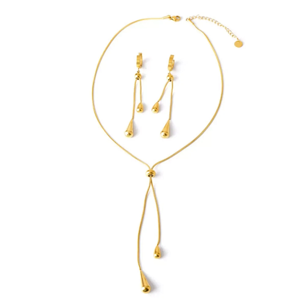Teardrop Pendant Necklace and Earrings Jewelry Set - Trendsi - Flyclothing LLC