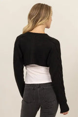 HYFVE Cable-Knit Tie-Front Shrug - Trendsi - Flyclothing LLC