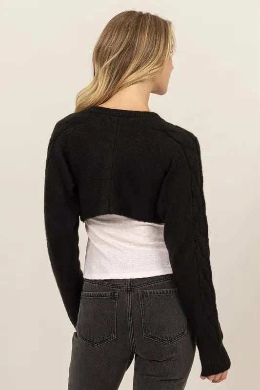 HYFVE Cable-Knit Tie-Front Shrug - Trendsi - Flyclothing LLC