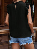 Frill Mock Neck Ruffled Cap Sleeve Blouse - Trendsi