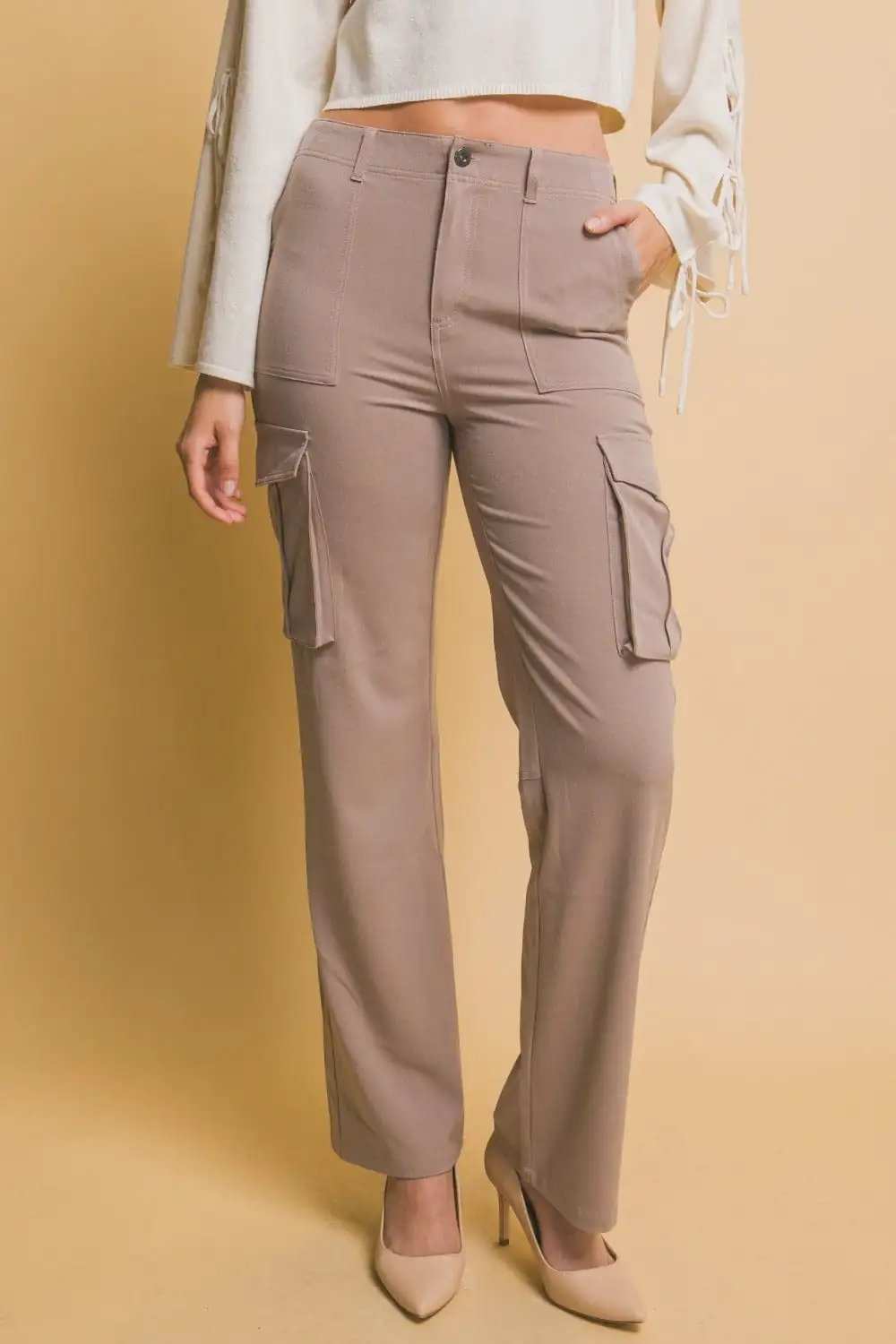 Love Tree High Rise Cargo Pants with Pockets - Trendsi - Flyclothing LLC