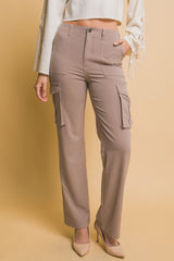 Love Tree High Rise Cargo Pants with Pockets - Trendsi
