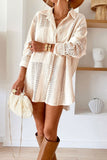 Lace Crochet Collared Neck Oversized Shirt - Trendsi