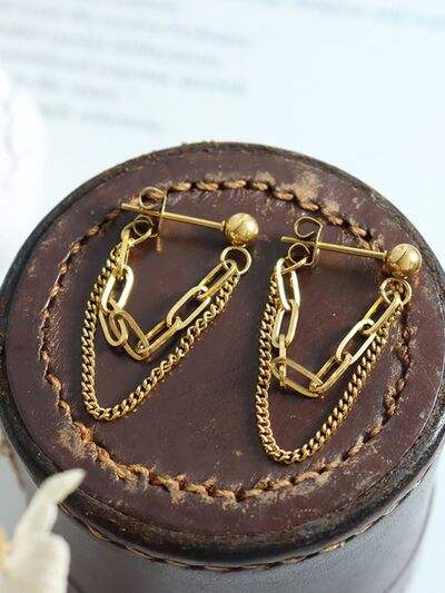 Titanium Steel Double Chain Earrings - Trendsi - Flyclothing LLC