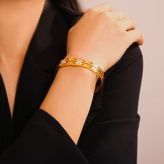 18K Gold-Plated Czech Diamond Bracelet - Trendsi