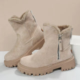 Side Zipper Fuzzy Boots - Trendsi - Flyclothing LLC