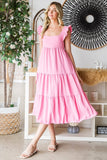 Reborn J Ruffled Sleeveless Tiered Midi Dress - Trendsi